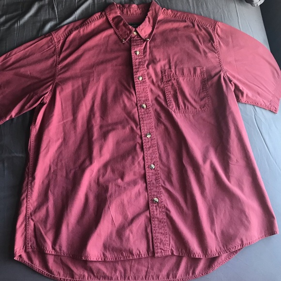 Eddie Bauer Red Short Sleeve Button-Down Shirt - Picture 2 of 13